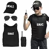 Boland 00428 - Kostümset SWAT Agent für Kinder, 4-teilig, Faschingskostüm für Mottoparty, Halloween, Karneval, Polizei