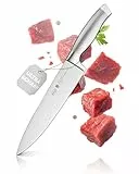 RÖSLE Kochmesser Basic Line - 20 cm hochwertiges Küchenmesser für Fleisch, Fisch, Geflügel und Gemüse, Edelstahl 18/10, ergonomischer silberner Griff, scharfes Messer für die Küche
