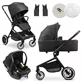 hauck 3in1 Kinderwagen Set Move N Care mit Drive N Care Babyschale – Kombikinderwagen ab Geburt bis 22 kg mit Federung & wendbarer Sitzeinheit – Black