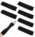 ValueBargain 6er-Pack Armstulpen Damen, Arm Sleeves Schwarz Fingerlos Kommt mit Daumenloch Elastische Kurzgipsabdeckungen, Waschbar Schutz für ArmDusche Bad Armlinge