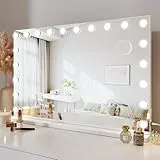 Dripex Hollywood Schminktischspiegel, Schminkspiegel mit 20 Lampen und 3 Farbtemperatur Licht, Hollywood Spiegel mit Beleuchtung, Kosmetikspiegel mit Touch Steuerung, 90 x 60 cm Weiß