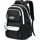 KESUDE Schulrucksack Teenager Mädchen Jungen, Rucksack Schule Multi-Tasche Schultasche Damen Wasserdicht Schulranzen Groß School Backpack for Girls Boys mit 15,6' Laptopfach (Schwarz)