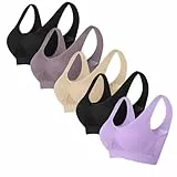Generisch 5er Pack BHS Bustier Damen Sport BH Große Größen Starker Halt Comfit BHS Atmungsaktiv Soft Seamless BH-Set Bra Sportunterwäsche für Damen Alltag Joggen Yogae Schwarz 6XL