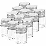 TOPBATHY 12 StüCk 5Ml Transparente Glasflaschen Mit Aluminiumdeckel Versiegelte AufbewahrungsbehäLter FüR GewüRze Tee Und Dekoration