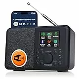 MangoKit SR10 Internet Radio mit DAB/DAB+,WIFI Radio mit Podcast Player,Smart DAB Radio mit Bluetooth,FM Radio,Küchenradio mit Netz- und Batteriebetrieb,Farbdisplay,Doppelalarm,Presets Support-Schwarz