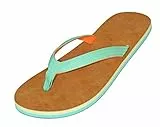 MADSea Damen Zehenstegpantolette Tropical | Flip Flop Zehentrenner Thong Sandale Badelatschen | Pantoletten Sommer Strand Garten, Türkis Beige, 36 EU