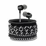 URIZONS Kabelgebundene Ohrhörer bunt Kopfhörer - In-Ear Ohrhörer geflochten mit Mikrofon Surround Sound 3,5 mm Stereo kompatibel mit Huawei, MP3, Android (Schwarz)