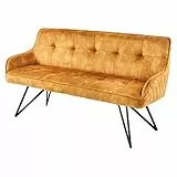 riess-ambiente.de Design Bank Euphoria 156cm senfgelb Samt im Retrostil mit Ziersteppung
