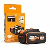 WORX WA3644 Original PowerShare Pro Akku 20V - 4,0 Ah Li-Ion, wiederaufladbar - mehr Sicherheit & längere Laufzeit - mit LED-Anzeige - Innovative Heatshield-Technologie - passend für alle WORX Geräte