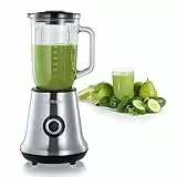 SEVERIN Standmixer mit 1,0L Glas-Mixbehälter, Mixer mit 2 Stufen und Pulse-Funktion, leistungsstarker Küchenmixer mit Edelstahlmesser, ca. 500 W, Edelstahl/Schwarz, SM 3734