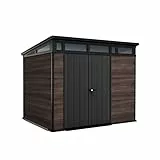 Keter Gartenhaus Signature 9x7, Gerätehaus Kunststoff in Rosenholz-Optik, 277x218x226 cm, abschließbar, mit Bodenplatte