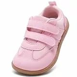 STQ KIDS Jungen Schuhe Breiter Zehenraum Kleinkinder Lauflernschuhe rutschfeste Kinder Sneakers Weiche Leicht mit Haken- und Schlaufenband Rosa 23 EU Weit