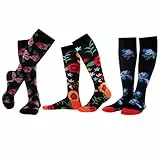 MAKABO Damen Kniestrümpfe, bunt gemustert, 3 Paar Multicolor Floral Lange Socken, Größe 35-38