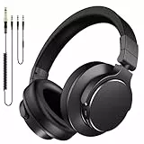 syndesmos Studio Kopfhörer Bluetooth, Over Ear Kopfhörer mit Kabel 6.35 & 3.5mm Klinke, 50mm Treiber, HiFi Kopfhörer mit Mikrofon, Geschlossen DJ Headphones für Studio, Podcast, Monitor, Handy, PC