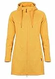 ELKLINE Damen Fleecemantel Durchwärmer | Strickfleecejacke halblang Übergangsjacke Kapuze, Farbe:golden sunset, Größe:38