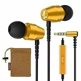 LUDOS OMNITONE Kopfhörer In Ear Kopfhörer mit Kabel und Mikrofon, 5 Jahre Garantie, In Ear Ohrhörer, 3,5 mm Klinkenstecker Earbuds, Satte Bässe Earphones, Headphones für iPhone, iPad, Samsung - Gold