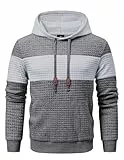 Meilicloth Hoodie Herren Pullover Langarm Kapuzenpullover Herren Casual Farbblock Kapuzenpulli Baumwolle Sweatshirt mit Kapuze Hoody Kapuzenjacke Warm A Dunkelgrau XXL