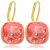 Ohrringe Gold Kristalle Padparadscha 925 Silber vergoldet Rot Koralle NOBEL SCHMUCK