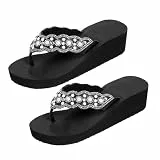 Damen Hoher Keil Strand Sandalen Pearl Diamantschuhe Plattform Dicke Sohle Heered Schuhe