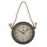 Versa Lamiako Dekorative Wanduhr für die Küche, das Wohnzimmer, Esszimmer oder Schlafzimmer, Maßnahmen (H x L x B) 27,7 x 6,3 x 27,7 cm, Metall und Glas, Farbe: Grau und beige