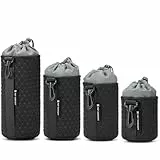 K&F Concept Objektivtasche, Objektivbeutel für Kameraobjektive in 4 Größen, weiche Objektivtasche mit Kordelzug für Canon, Nikon, Sony, Fuji, Sigma, Geeignet für tägliche und professionelle Fotografie