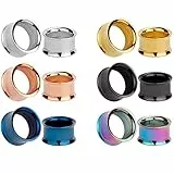 HuaCan Tunnel Set 6mm 8mm 10mm 12mm 14mm 16mm 18mm 20mm Flesh Tunnels Edelstahl Ohr Plug 6 Paare Bunte Farbe Double Flared Plugs Titanstahl Klassisch Expander Für Frauen Damen Herren 12 Stück