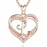 INFUSEU Schmuck Damen Buchstaben L, Halskette Initial Herz Letter Schmuck Rosegold Cubic Zirconia CZ Anhänger Halsketten für Damen Weibliche Geschenke Romantisch, 20 Zoll Kette