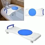 Froadp 75.5x34x10cm Badewannensitz mit Blau Griff und Drehscheibe Badewannenbrett zum Sitzen aus PP Wannensitz Badewanne Sitzbrett für Erwachsene Senioren Schwangere 41-63cm Einstellbarer Abstand