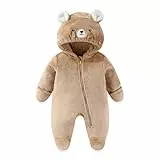 JiAmy Baby Schneeanzug, Baby Jungen Mädchen Fleece Winter Overall Strampler Neugeborenes Schneeoverall Bären 0-3 Monate