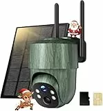 CEYOMUR 4G LTE Wildkamera Solar, 2K-PTZ Wildtierkamera mit SIM Karte & SD Karte, Überwachungskamera Aussen Akku mit No-Glow-Nachtsicht, Live-Streaming, 360°-Vollansicht, 2-Weg-Audio, IP66 Wasserdicht