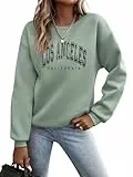 Cuptacc Sweatshirt Damen Pullover Winter Sport Oberteile Damen Farbblock Rundhalsausschnitt Langarm Shirt LightGreen Mittel M 38-40