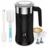 Ovetedot Milchaufschäumer, 4-in-1 Milchaufschäumer Elektrischer für Heißen und Kalten Milchschaum, 300ml Automatische Abschaltung für Kaffee Latte, Macchiato, Cappuccino(Schwarz)