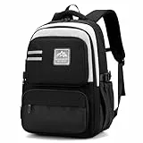 Amythe Schulrucksack Jungen Teenager, 2025 Groß Rucksack Schule Gymnasium Oberstufe, Schulranzen Robust Wasserabweisend für 15.6' Laptop, Schultasche Casual 38L, Schwarz