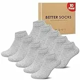 IceReco Socken Kurz Herren 43-46 Sneaker Socken Damen 10 Paar Baumwolle Grau Kurze Sport Sneakersocken Halbsocken Sportsocken Herrensocken Sommer Damensocken Running Socks Laufsocken