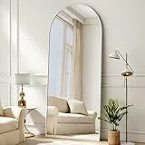 BEAUTYPEAK 173x61 cm Bogen Ganzkörperspiegel, Silber Gewölbter Standspiegel Groß in voller Länge, an der Wand montiert, lehnend, Bodenspiegel Ganzkörper als Ankleide Eitelkeitsspiegel für Wohnzimmer