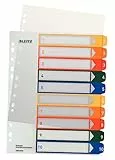 Leitz Register für A4, PC-beschriftbares Deckblatt und 10 Trennblätter, Taben mit Zahlenaufdruck 1-10, Überbreite, Weiß/Mehrfarbig, Polypropylen, 12930000