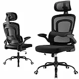 Farini Ergonomischer Stuhl Büro Computer Stuhl mit Rollen Schreibtisch für Bequemer Home Office Höhenverstellbar Chefsessel Bürostuhl mit Kopfstütze