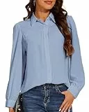 Sping SEAON Bluse Damen Hemd Business V Ausschnitt Chiffon Hemdbluse Lässiges Langärmeliges Button Down Damen Tops