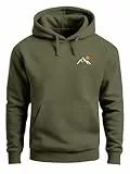 Neverless® Hoodie Herren Print Aufdruck Motiv Kapuzen-Pullover Männer Fashion Streetstyle Oliv M