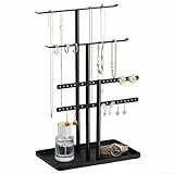 Schwarz Schmuck Organizers, Schmuckständer 32cm Groß, 4 Ebenen Robust Schmuckaufbewahrung Reise, Schmuckschrank Organizer für Halskette, Armband, Parfüm und Ohrringe, Deko Aesthetic Accessoires