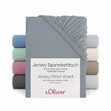 s.Oliver Spannbettlaken 90x200-100x200 cm- 100% Baumwolle, Matratzenhöhe bis 25 cm, besonders weich & angenehm, Spannbetttuch grau