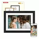 Digitaler Bilderrahmen Holz WLAN, 10.1' Elektronischer Bilderrahmen 32GB Speicher, 1280*800 IPS Touchscreen Auto-Rotate, Fotos/Videos sofort über Frameo APP Teilen,Hochzeit Geschenke für Frauen Männer