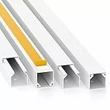 CILSON Kabelkanal 20 m | 20x 1 m Lang, 16x16 mm Breite x Höhe, Weiß, Selbstklebend, Wand- und Deckenkanal mit Bodenlochung, Kabelleiste, Kabelschutz, Schreibtisch