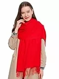 DonDon Schal Damen Winter Wollschal Winterschal warm weich 185 x 65 cm rot