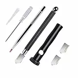 Kalawen Glasschneider für 2-20 mm Glas Cutter mit Ergonomischer Griff Professionelle Glas Schneider Diamantschneider mit 3 Glasschneidkopf Öltropfer und Schraubendreher, für Glass Akkurate Schnitte