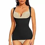 Joyshaper Shapewear Unterhemd Damen Top Unterbrust Body Shaper Bauchweg Top Shape Hemd Nahtlos Unterhemden Formende Tops Shaping Hemdchen Trägertop Bauch Weg Shirt Figurformend Unterwäsche Schwarz S