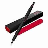 rOtring 600 Gelschreiber & Samtetui, 0,55 mm, schwarze Tinte, schwarzer Metallkörper, rutschfester gerändelter Griff und sechseckiger Schaft, nachfüllbar