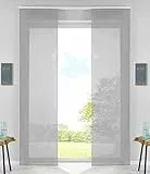 2er Set Schiebegardinen Flächenvorhänge Vorhang Gardine Schiebe HxB 245x60 cm Grau Komplett mit Paneelwagen Beschwerungsstange, 85589N2