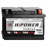 HR HiPower Blei-Säure 75Ah 12V 720A/EN Autobatterie mit bewährter Calcium-Calcium-Technologie (Ca/Ca)