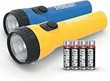 Energizer Eveready LED Taschenlampe 2er-Pack, Super Hell Flashlight, Wasserfest, Camping Outdoor Notfall, 2er-Pack 4 AA Batterien Blau/Gelb